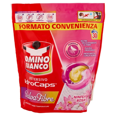 Omino Bianco Detersivo IdroCaps Salvafibre Doypack 30 caps 570 ml